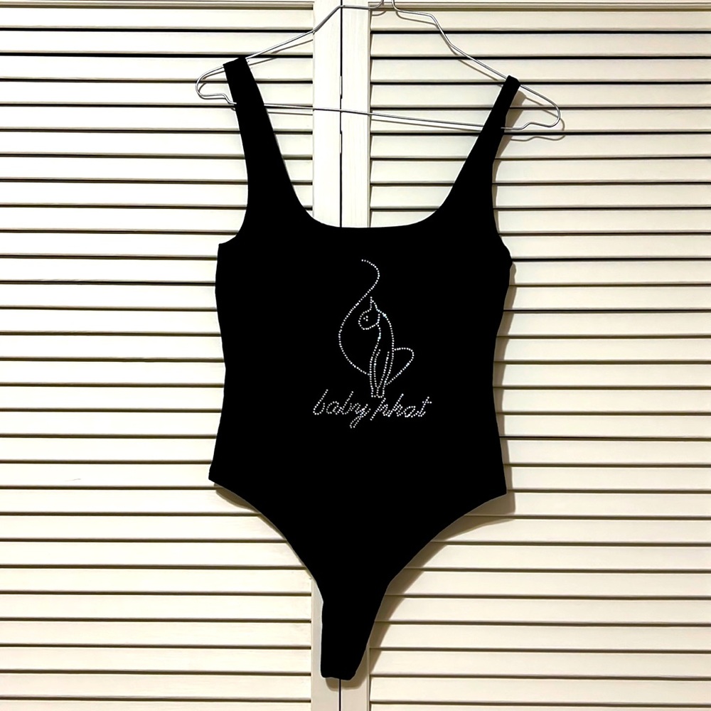 Black diamonds studded baby phat size small body suit